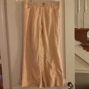 100% Linen Peach Color Wide Leg Pants